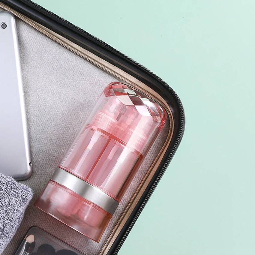 Bottiglie vuote in plastica 6 in 1 con flacone Spray, flaconi cosmetici ricaricabili, flaconi da viaggio per volo aereo per Toner, lozione, crema