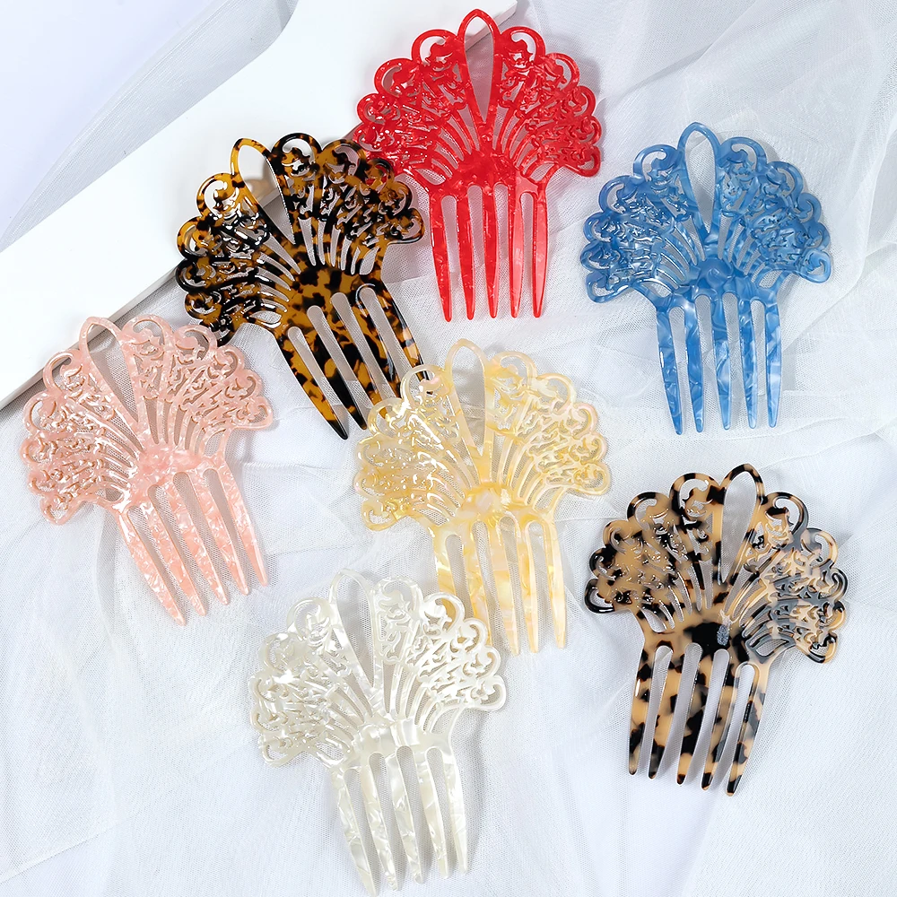 Vintage Hair Combs Women Colorful Acetate Hair Accessories Faux Tortoise shell Hair clips Flamenco dancers Headdresses jewelry