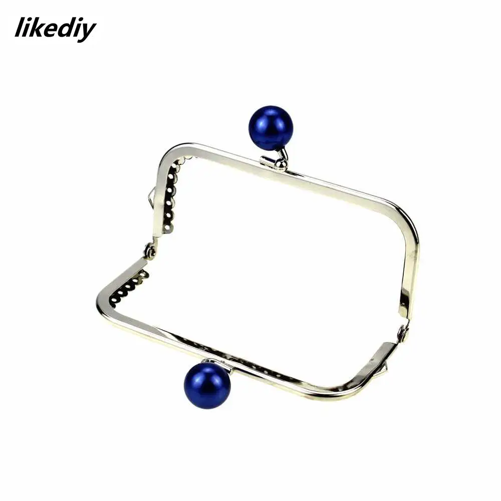 1 Piece 10.5 CM Candy Pearl Head Square Silver Metal Purse Frame Kiss Clasp Lace DIY Bag Accessories