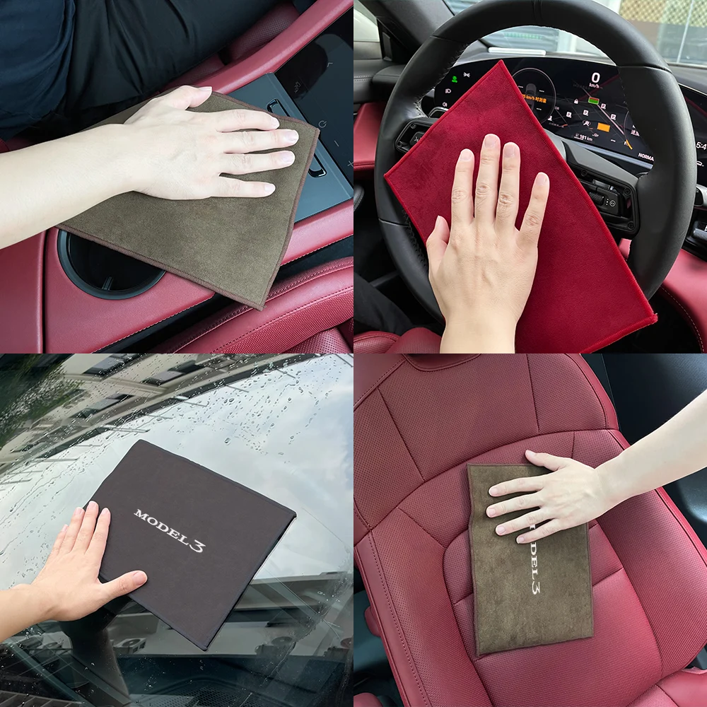 For Tesla Model 3 X S Y P100D SpaceX Car Wash Towel Care Cloth Detailing Hemming Wiping Rags Cleaning Drying Cloth Accessories