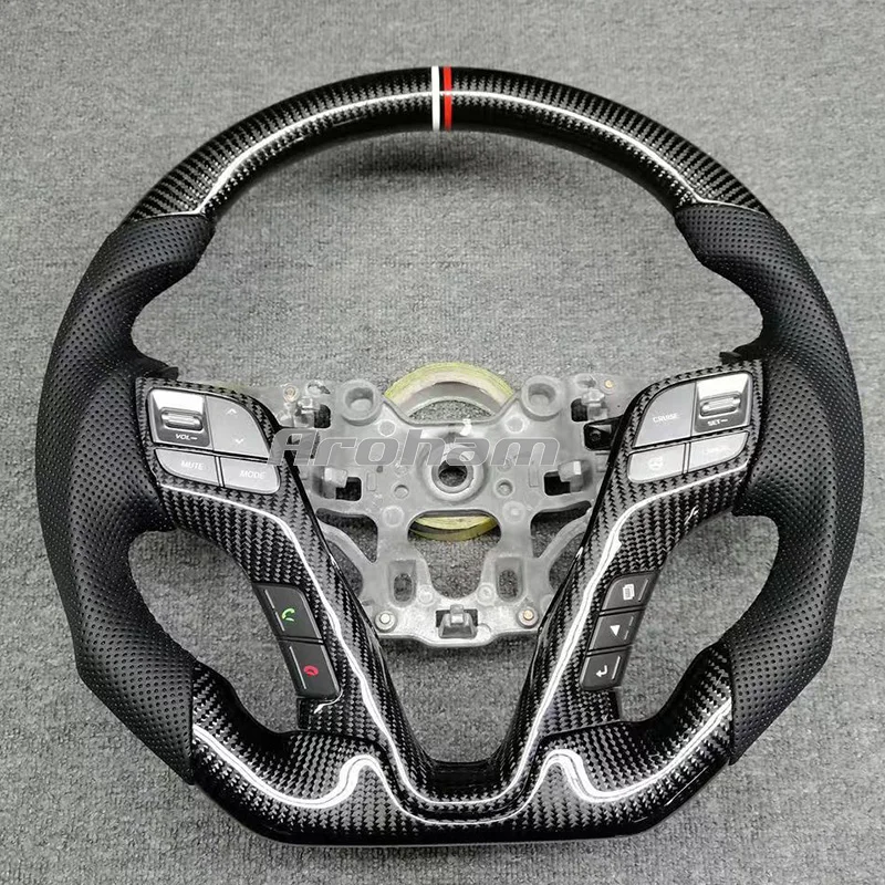 Customized Carbon Fiber Steering Wheel For Hyundai Santa Fe Suede Suede Forging Piano Black Honeycomb Beehive