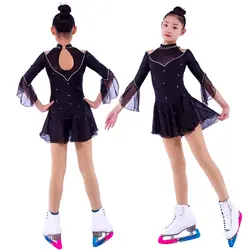 Figure Skating Dress Women's Girls' Ice Skating Dress Blue / White Stretchy Competition Skating Wear Classic Long Sleeve Ice