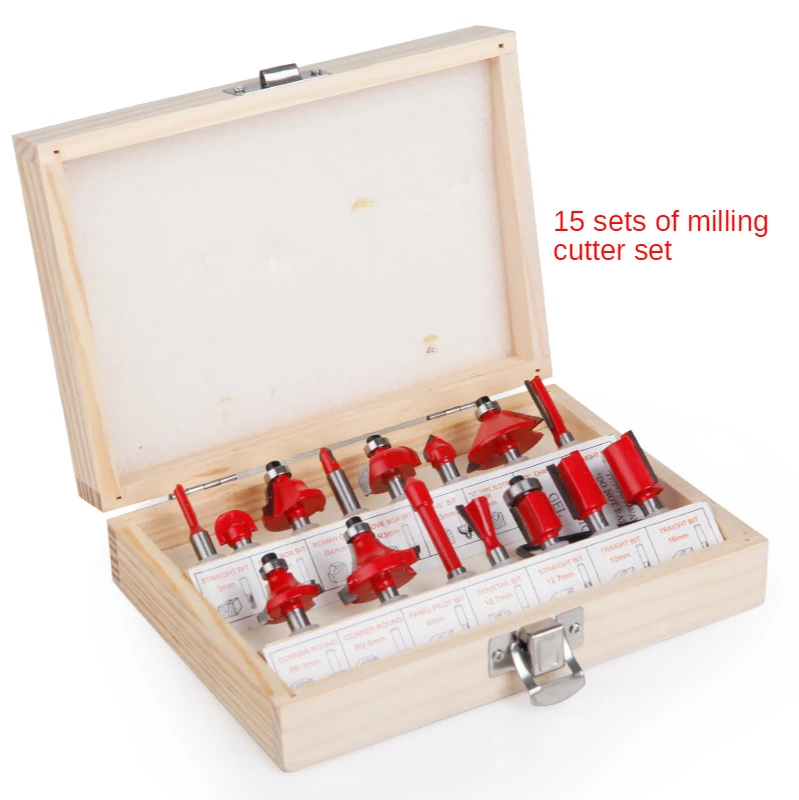 Trimming machine cutter head set 15-piece knife set 6.35mm chuck