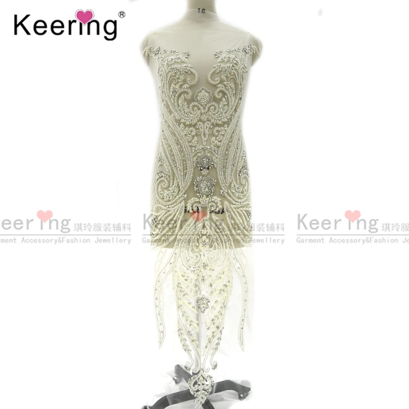 

Keering Pearls Beaded Applique,For Bridal Gowns, Length design ,High End, WDP-069