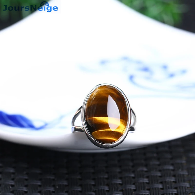 Natural Crystal Ring Yellow Tiger Eye Stone S925 Silver Mosaic Ring Men Women Crystal Rings Energy Stone Jewelry Wholesale