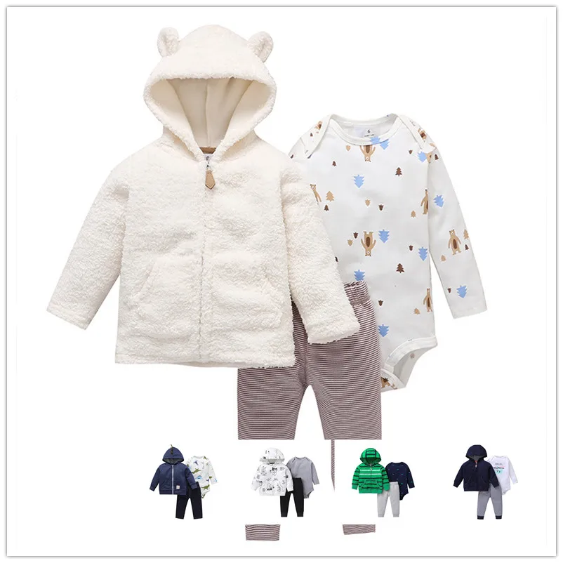 2021 New Spring Autumn Baby Set 3Pcs Baby Boy Outfit +Bodysuit + Pants Newborn Clothing Sets  Infant Costume Cotton 0-24M