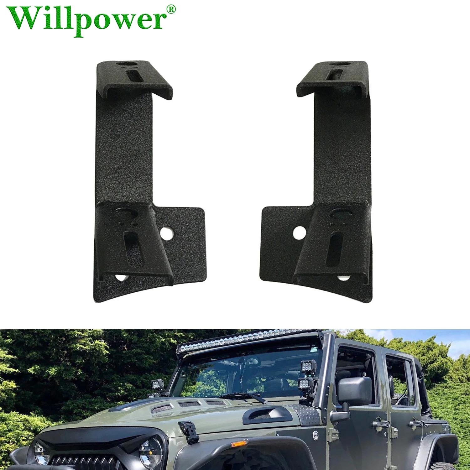 

Dual A-Pillar Mounting Brackets LED Work Light Pods For Jeep Wrangler JK JKU 2/4DR 2007-2017 Lower Windshield Hinge Mounts Kits