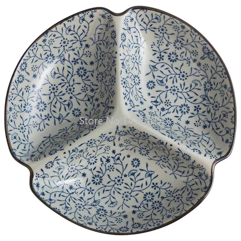 Underglaze Màu 3 Lưới Đĩa Sáng Tạo Gốm Sứ Nhật Bản Đĩa Snack Đĩa Ăn Phụ Gia Vị Tấm Hộ Gia Đình Phẳng DishPlate