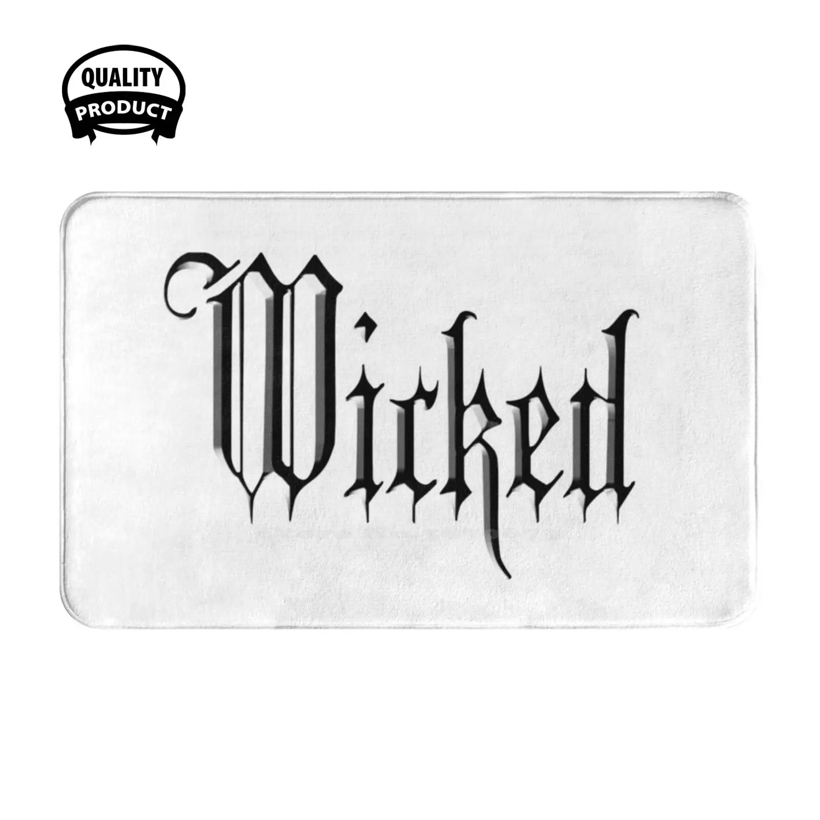 Wicked. Black On White. Soft Cushion Home Carpet Door Mat Car Rug Wicked Devilish Impish Mischievous Nasty Naughty Vicious