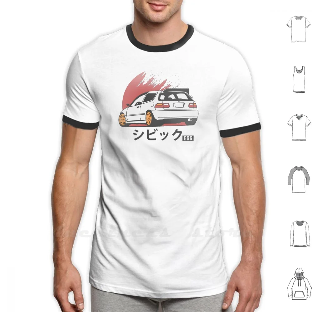 Eg6 T Shirt Ringer Cotton Civic Crx Hatch Vtec Power Dream Eg Ek Ef Automotive Car Race Race Car Jdm Japan Japanese Mugen Spoon