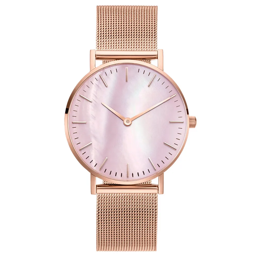 2023 Luxury Brand Rose Gold Watch Shell Dial Women\'s Watch Ladies Bracelet Quartz Wrist Watch for Women Mesh Clock Reloj Mujer