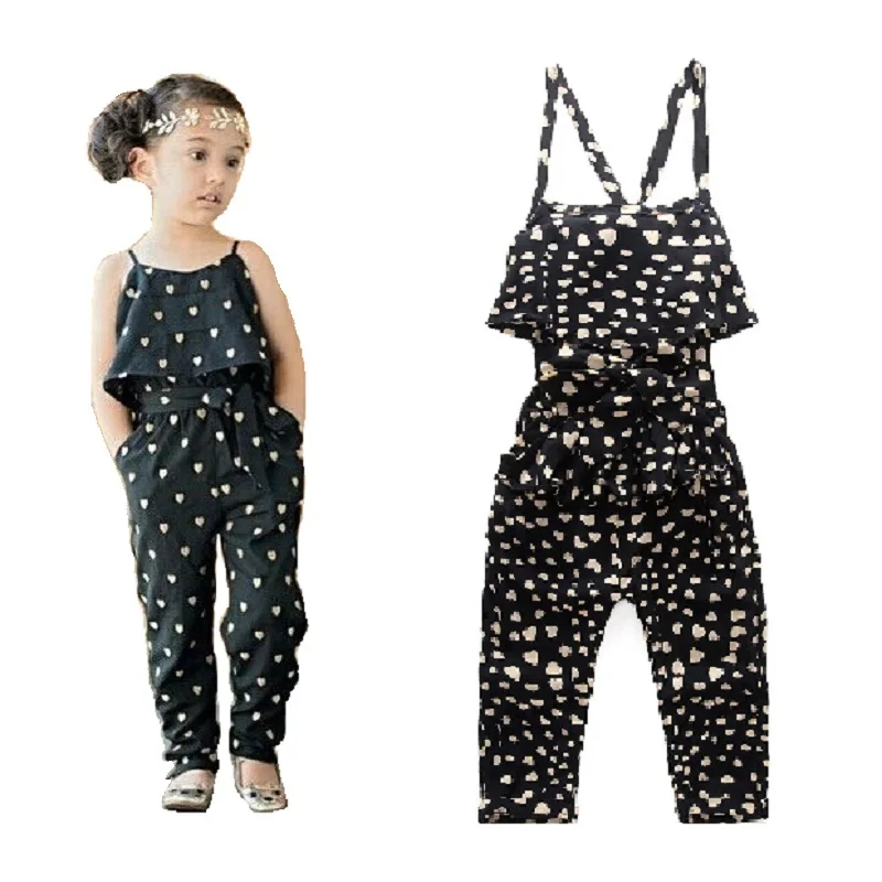 

Girl Polka Dot Jumpsuit Summer Children Sling Overalls Clothes Kid Backless Pants Outfit 2-7Year