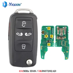 YIQIXIN Remote Flip Folding Key For VW Volkswagen Sharan Multivan T5 Caravelle MPV Control ASK 434mhz ID48 Chip 5 Buttons Shell