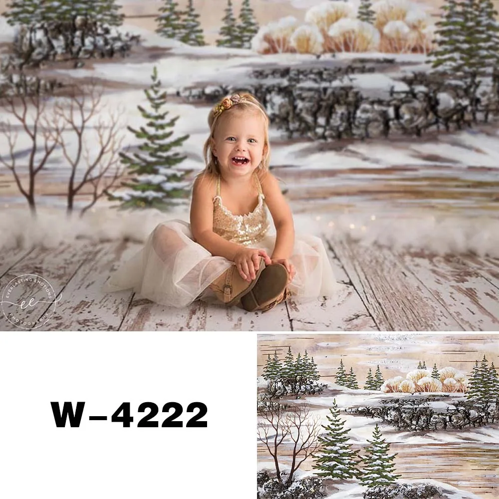 Winter Snow Pine Tree Scenic Photography Background Nature View Photographic Backdrops For Photo Studio Christmas W-4222