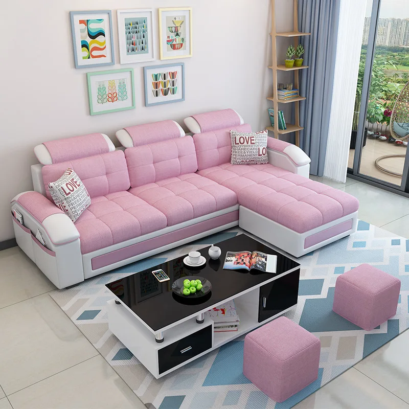 Stoff sofa ecke L-förmigen kombination Nordic schaum sofa