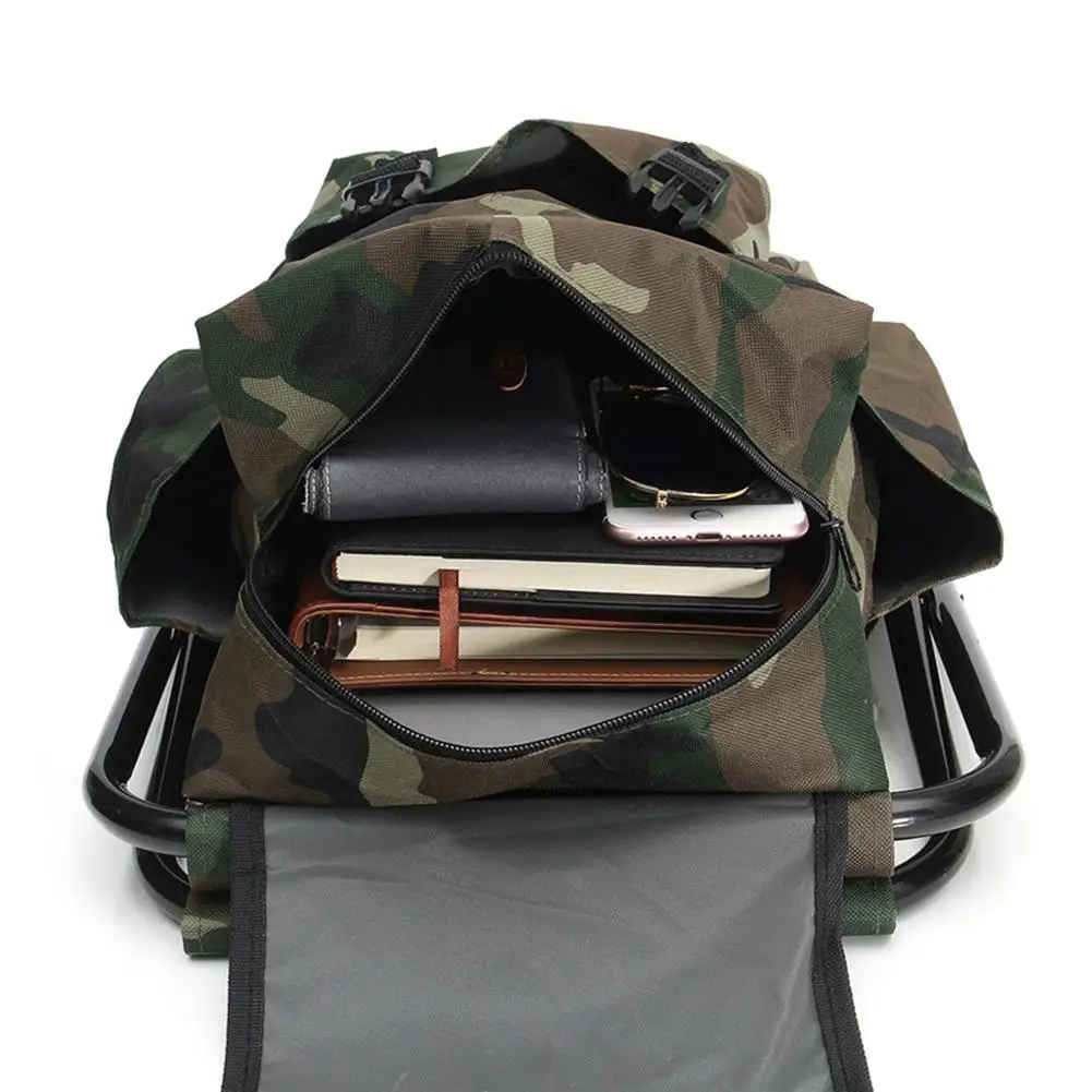 2 in 1Camouflage Outdoor Chair Bag Fishing Backpack Chair Stool Convenient Wear-resistant for Outdoor Hunting Climbing Equipment