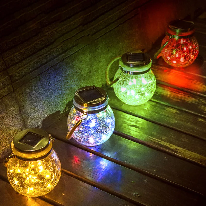 

30 LED Solar Garden Light Crack Ball Glass Mason Jar Night Light Lanterns For Courtyard Patio Garden Wedding Table Decoration