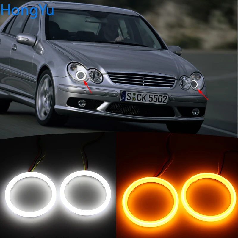 

for Mercedes Benz C-CLASS W203 C230 C240 C320 C55 C30 Cotton Switchback LED Dual Color Angel Eye White Amber turn signal light