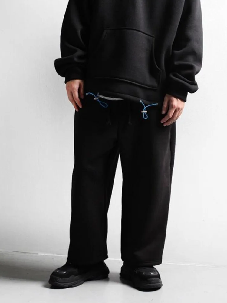 Men Straight Pants Spring And Autumn New Korean Casual Classic Black Large Size New Solid Color Wide Leg Pants