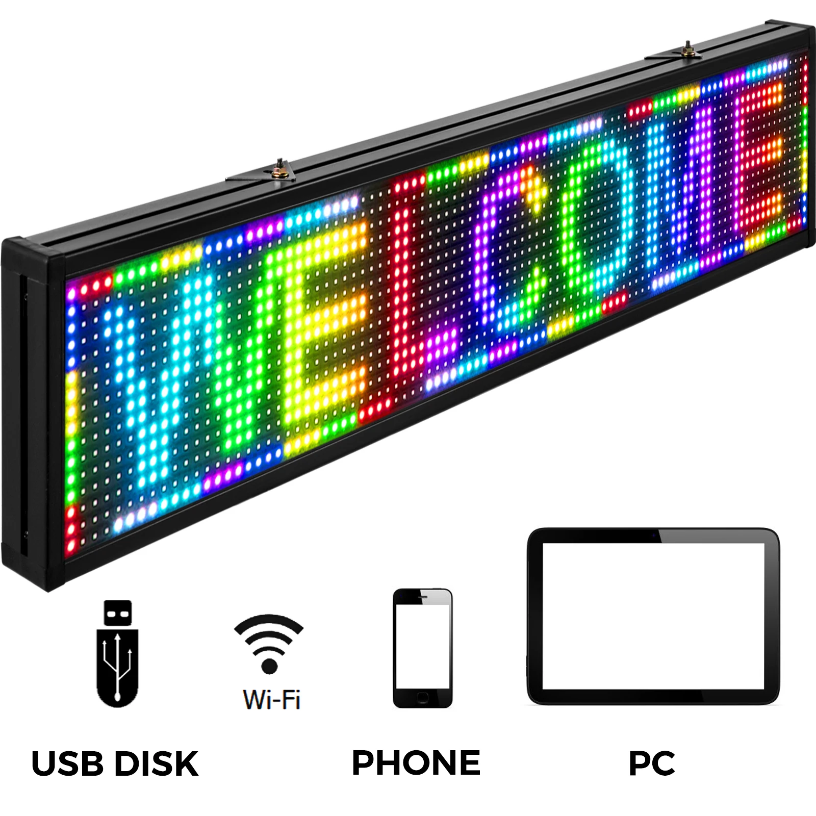 VEVOR P10 Led Scrolling Sign 38x6.5in Full Color Rolling Information Text Store Message Board WiFi Programmable Digital Display