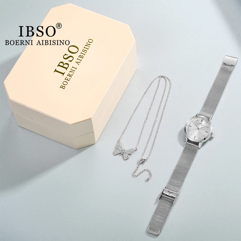 IBSO Brand Women\'s Watch Gift Set Fashion Necklace Watch Set Female Jewelry Set Fashion Creative Quartz Watch Birthday Gift