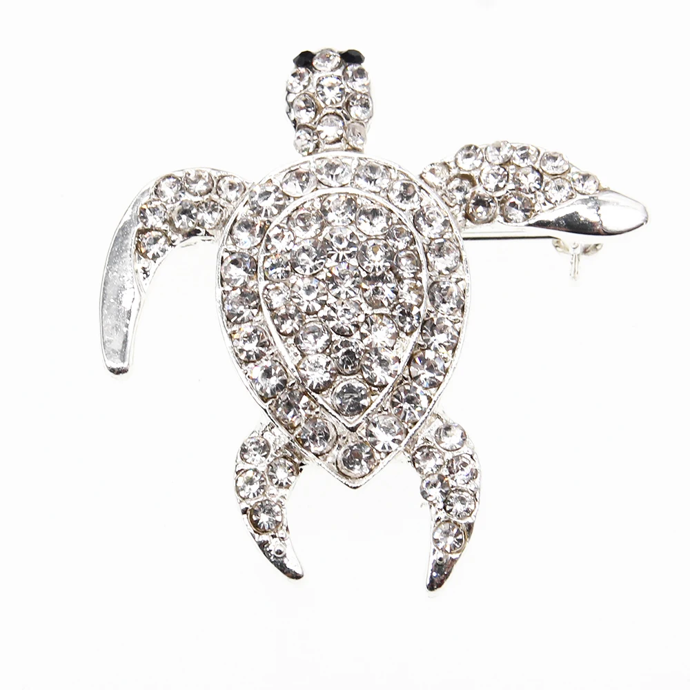 

50pcs/Sliver Rhinestone Sea Turtle Charm Silver Animal Pendant for Brooch Pin