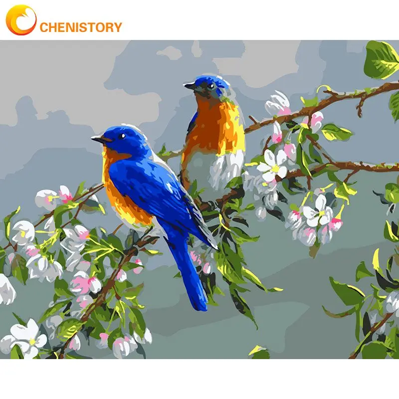 

CHENISTORY Birds Lover Diy Digital Painting By Numbers Kits Acrylic Picture Hand Painted Unique For Wedding Decoration 40x50cm