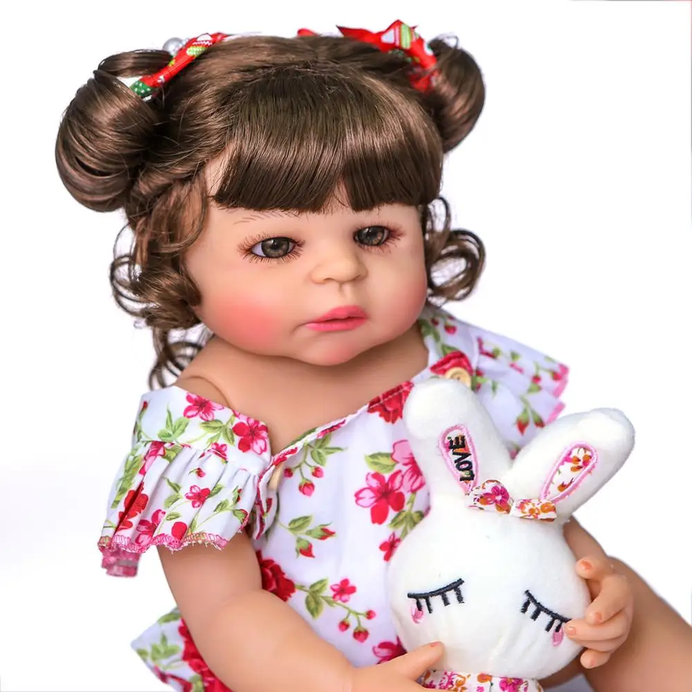 bebes doll New style, full body silicone, simulation rebirth doll, silicone Reborn Doll 58cm, girl's holiday gift, lovely doll