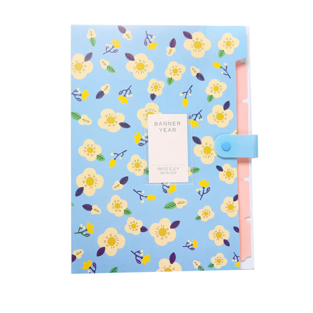 Fresh Floral Filing Production Folder Multi-Function 6 Into Mezzanine File A4 Document File Folder School Office Supplies