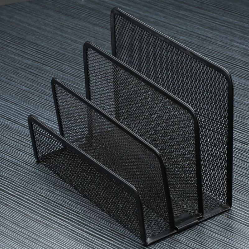 Black Mesh Desktop Letter File Holder Office Desk Organizer with 3 Compartments Drawer Collection Storage Office Desk Mail Organ