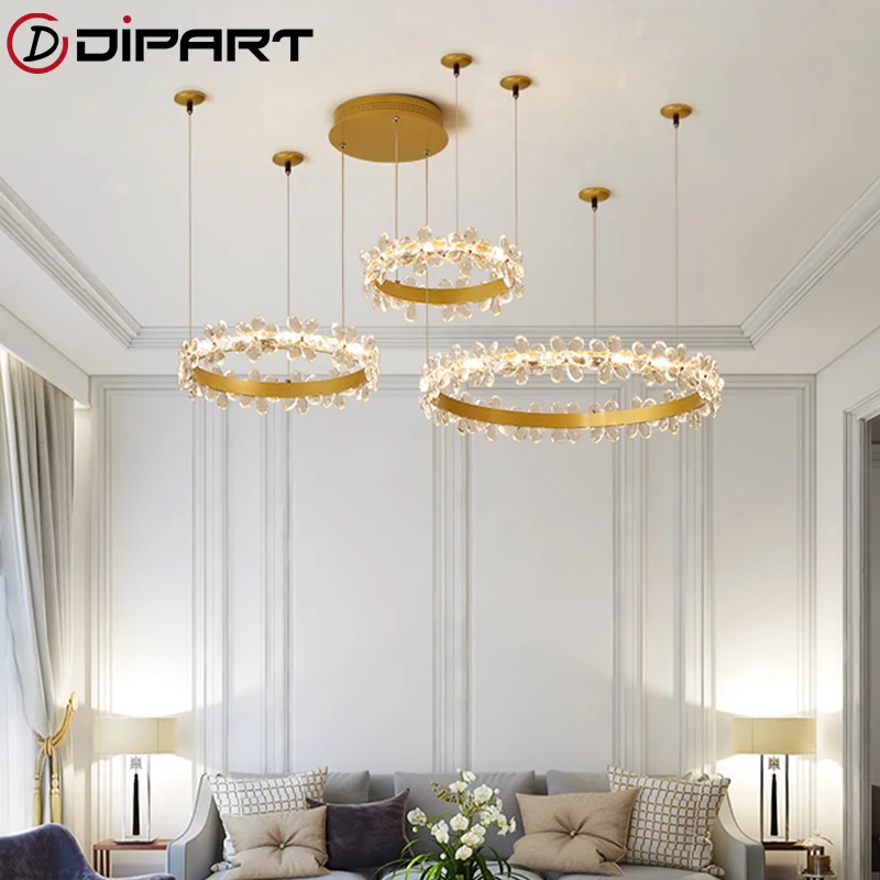 

Modern Led Chandeliers DIY Gold Living room Light Nordic Crystal Pendant Chandelier Lighting For Bedroom Kitchen lustre moderno