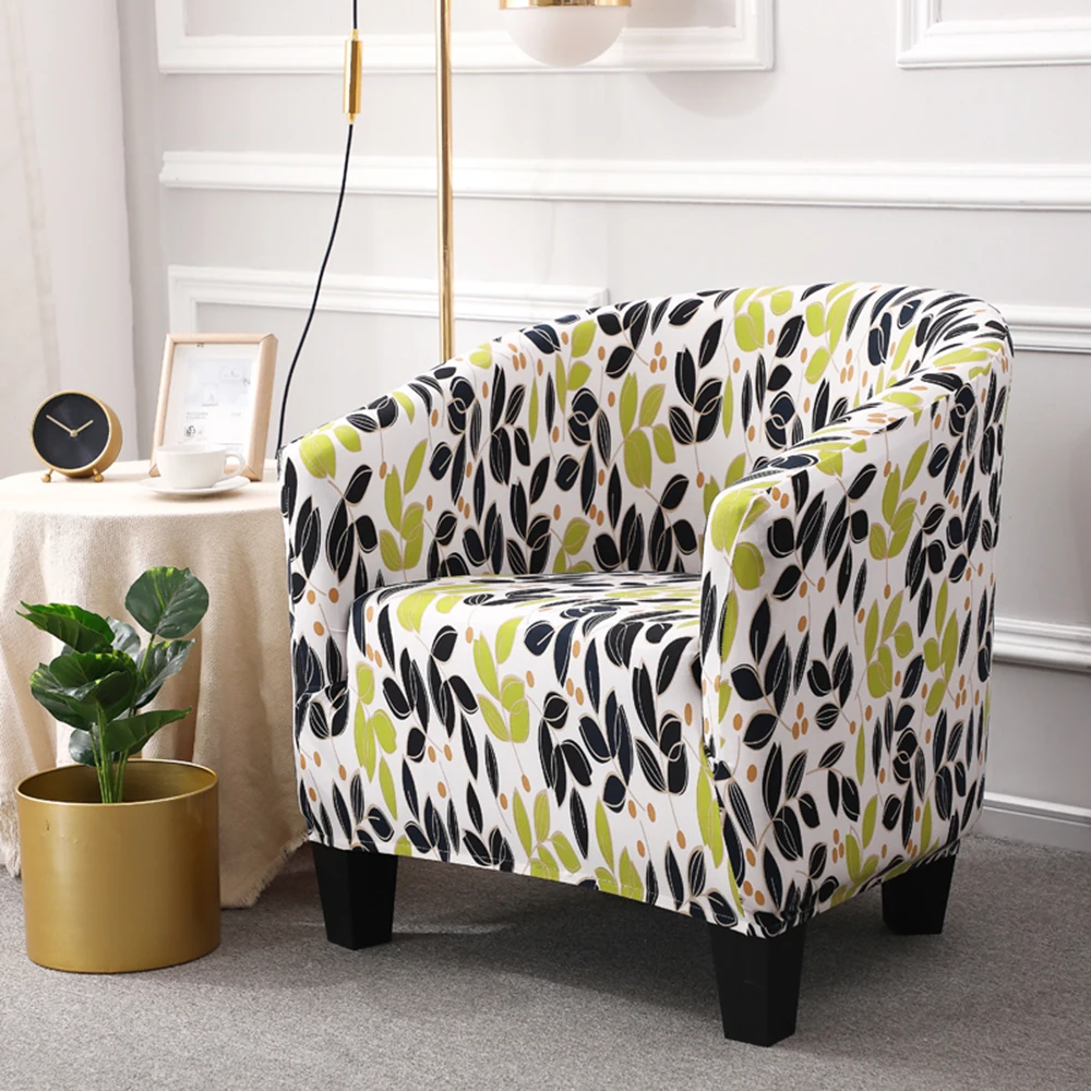 Printed Club Chair Cover Elastic Coffee Tub Armchair Sofa Cover Protector Washable Furniture Slipcover Hotel Tub Chairs Covers