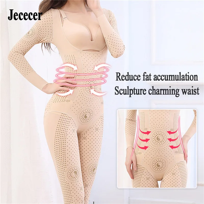 Long Sleeve Full Body Shapewear Bodysuit Waist Trainer Control Tummy Slim Arm Leggings Women Weight Loss Corrective Shaper