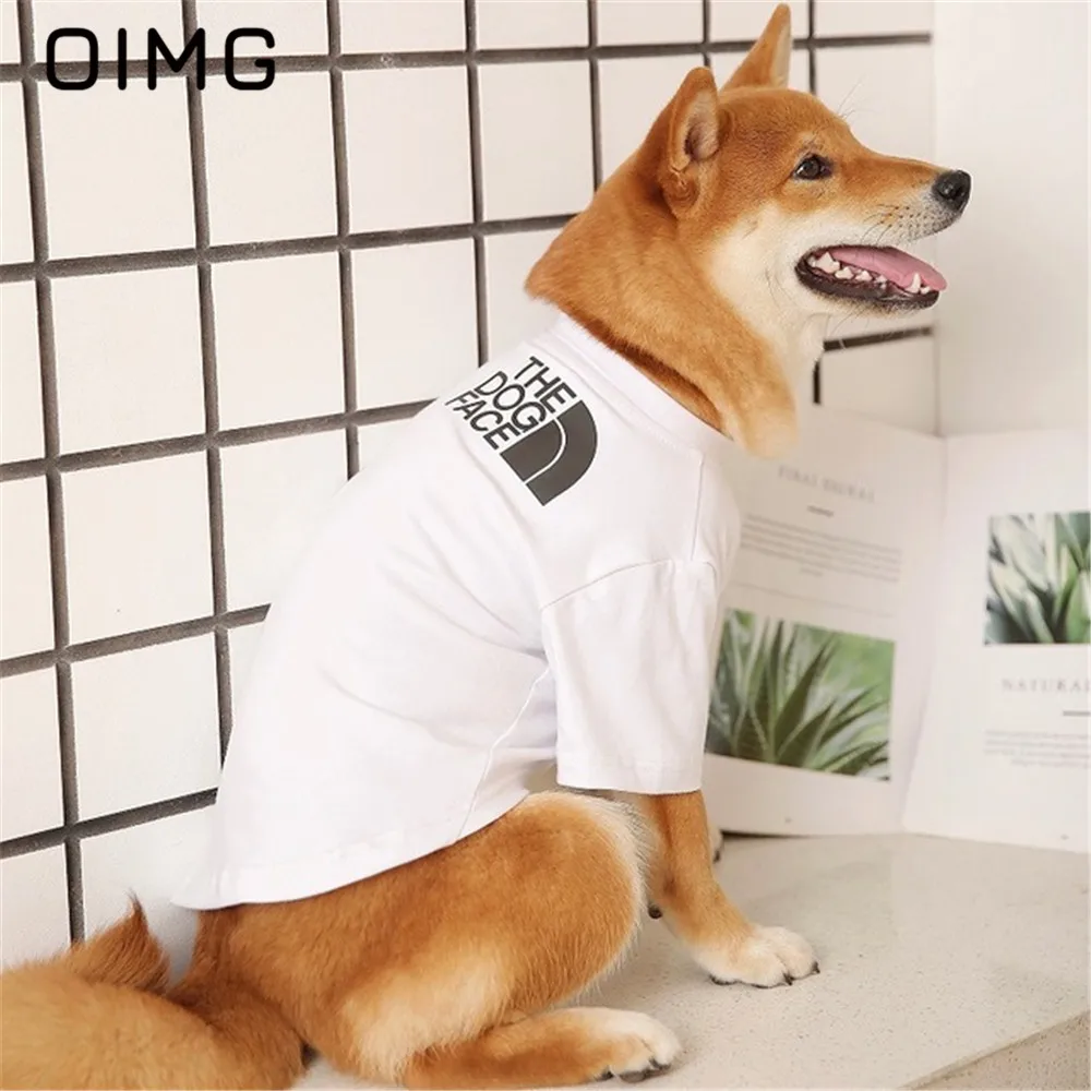 

OIMG 2021 Fashion Pets Dogs Cats Clothing Letter Printed Small Medium Dogs Clothes Akita Shiba Inu Solid Dog Costume Pet Outfits