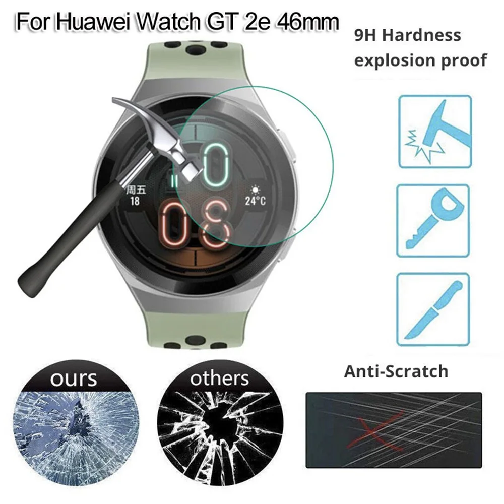 1PC 9H Clear Tempered Glass Screen Protectors Ultra Thin Anti-Scratch2.5D Curved Protective Film For Huawei Watch GT 2e 46mm