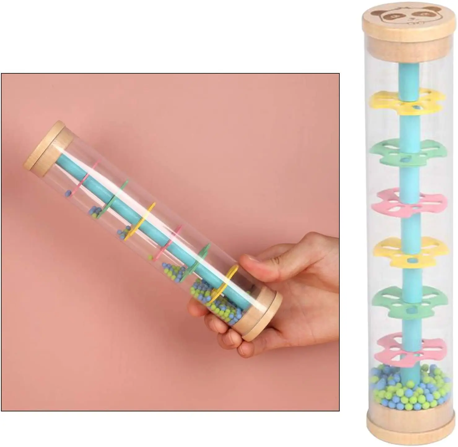 Baby Rainmaker Rattle Toy Kids Rainfall Rattle Tube Hand Shaking Music Toy Early Education Instrument Toy Popular For Baby Kids