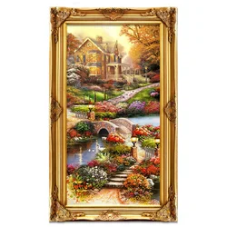 AB Ronde Volledige Diamond Landschap 5D Diamant Schilderij Golden Manor DIY Diamant Borduurpakket Decoratieve Nieuwe Collectie