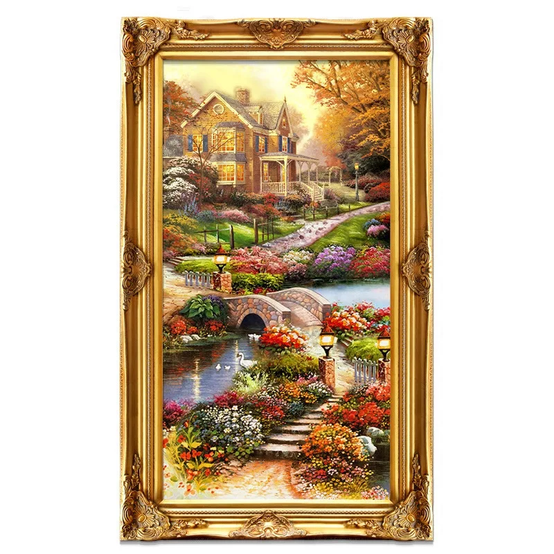 AB Round Full Diamond Landscape 5D Diamond Painting Golden Manor DIY Diamond Embroidery Kit Decorative New Arrival