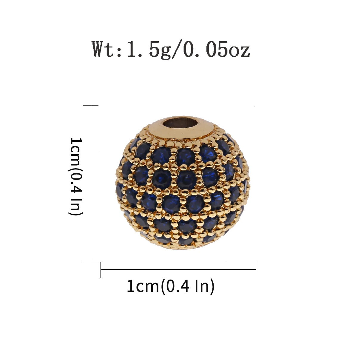 Brass 10MM Blue Inlaid Zircon Round Spacer Beads  DIY For Making Bracelet Necklace Jewelry Accessories