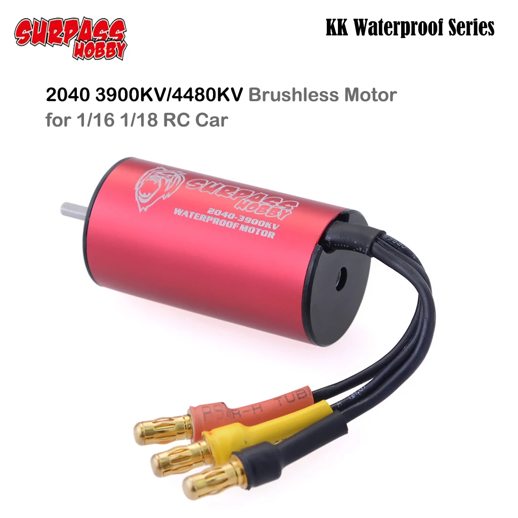 Surpasshobby KK Waterproof Series 2040 3900KV/4480KV Brushless Motor for 1/16 1/18 RC Car