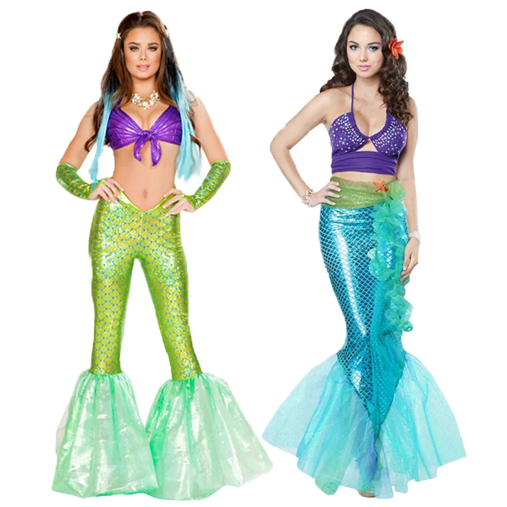 Adult Women Sexy Deluxe The Mermaid Fantasy Halloween Party Costumes Evening Party Stage Clothes