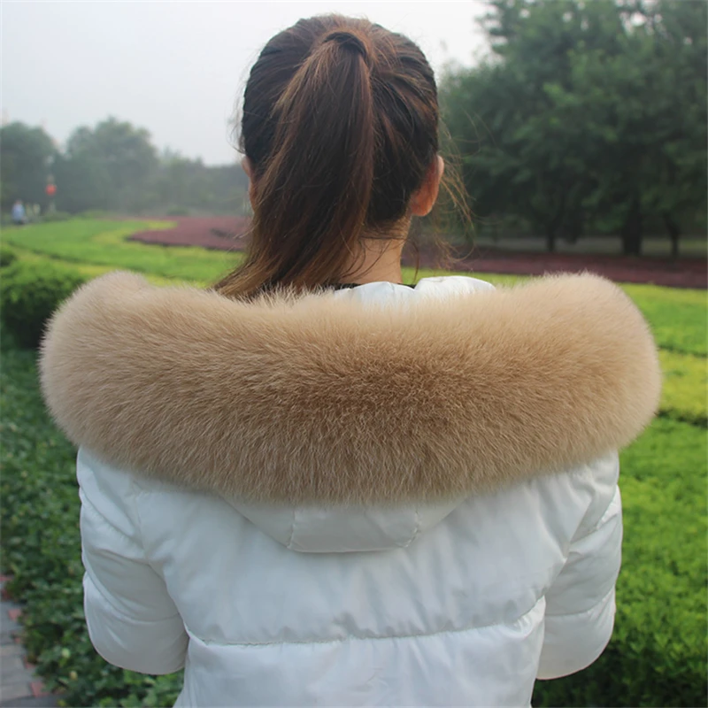 Genuine Winter Real Fox Fur Scarf Natural Fur Collar Women Coat Detachable Trim Straight Scarves Luxury Keep Warm Shawl Female