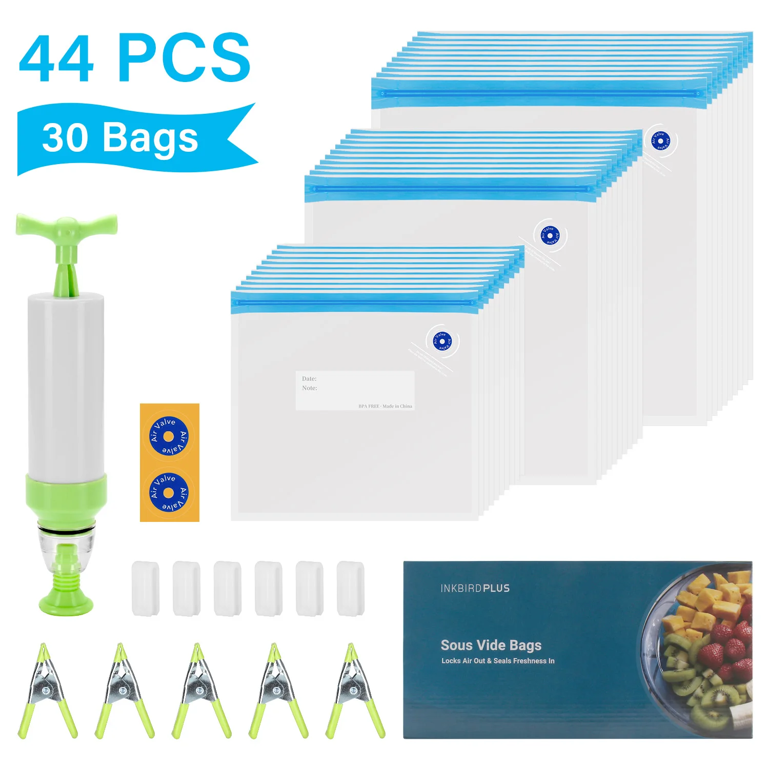 INKBIRD 30 Reusable Food Storage Sealing Bags 100% BPA-Free For Sous Vide Vacuum Packing Machine Packaging Food Storage Vacuum