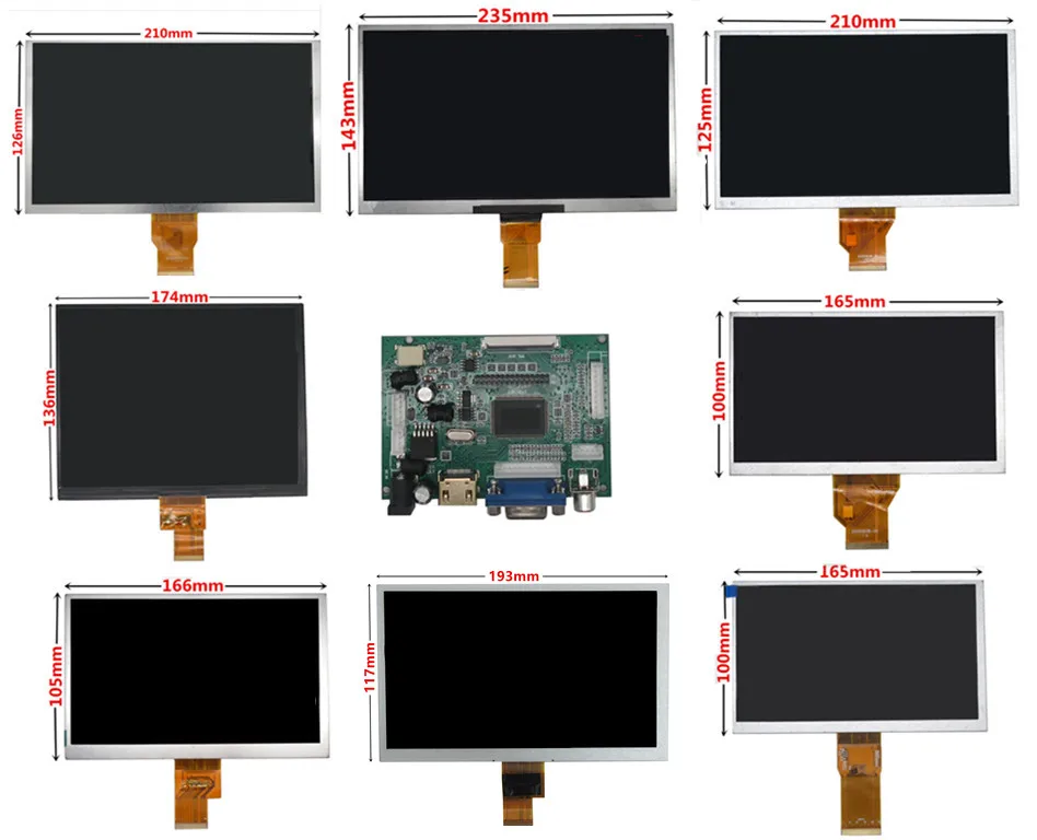 Multipurpose LCD Screen Display Monitor, Driver Control Board, HDMI-compatível, VGA, 2AV, 6,5 ", 7", 8 ", 9", 10,1"