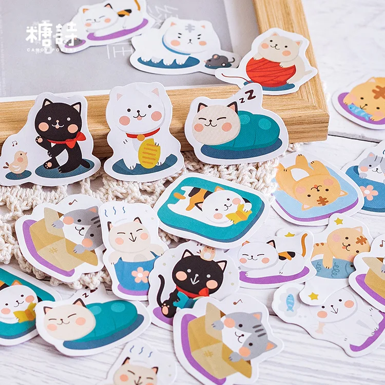 45 Pcs/Set Lovely Meow Cat Mini Paper Sticker DIY Diary Scrapbooking Stickers Christmas Decoration