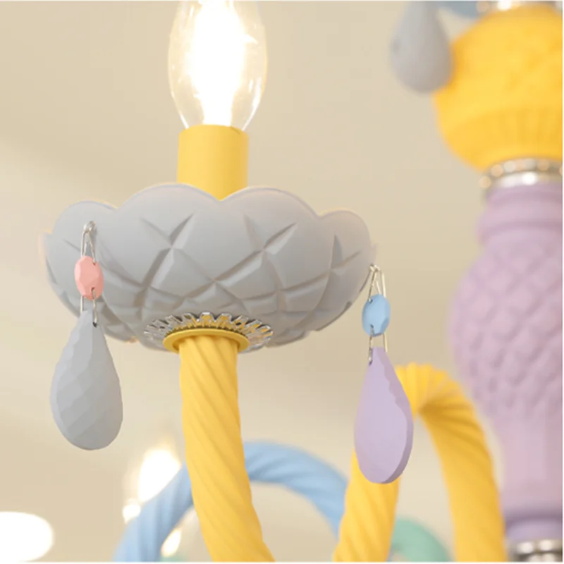 Candelabro de arcoíris europeo para niños, luces de macarrón de diseñador, luz de vela led, luz kawaii para dormitorio de niños, habitación de