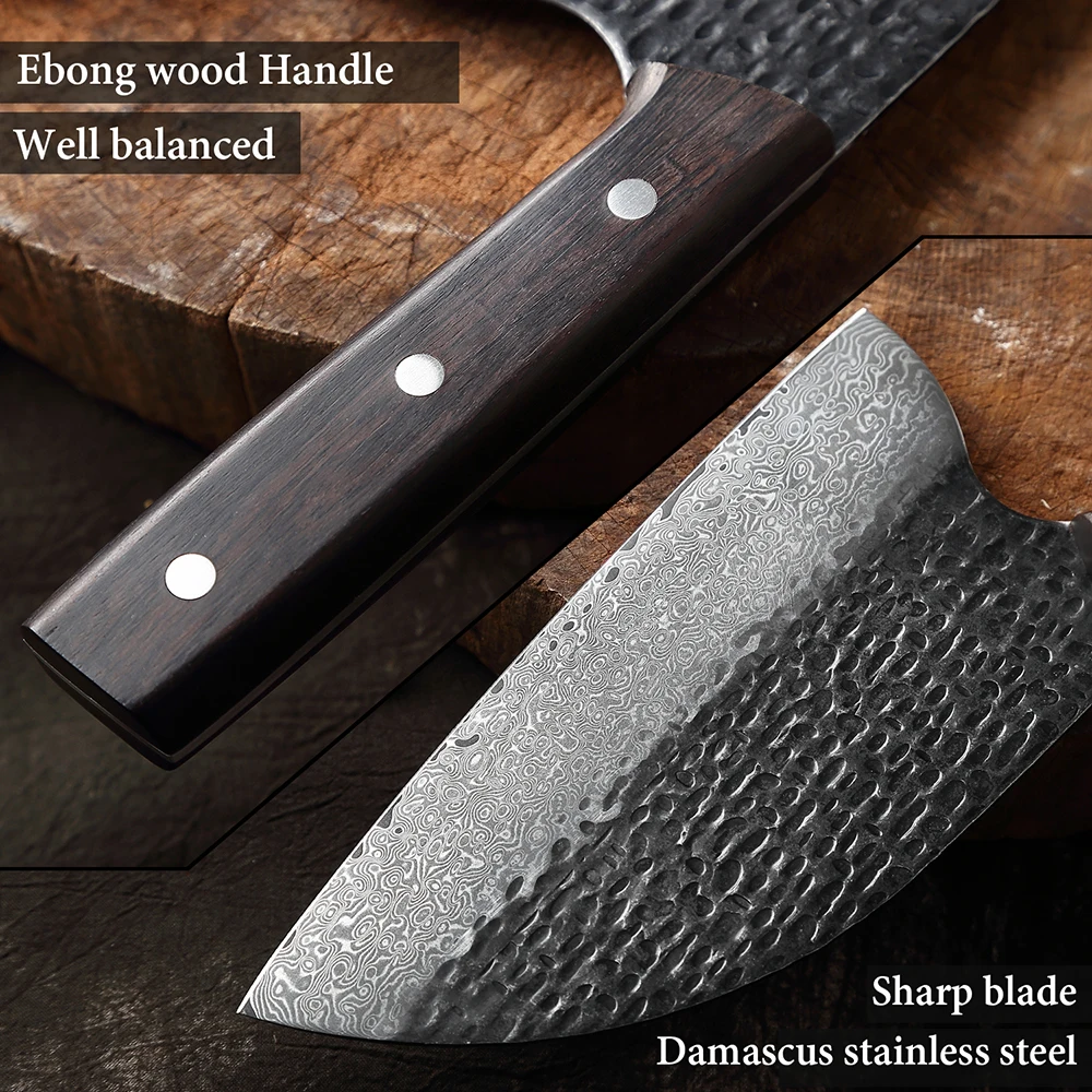 XITUO Japanese Professional Chef Knife Handmade Damascus Steel VG10 Core Blade Ebony Wood Handle Cutting Cooking Gyuto Knives