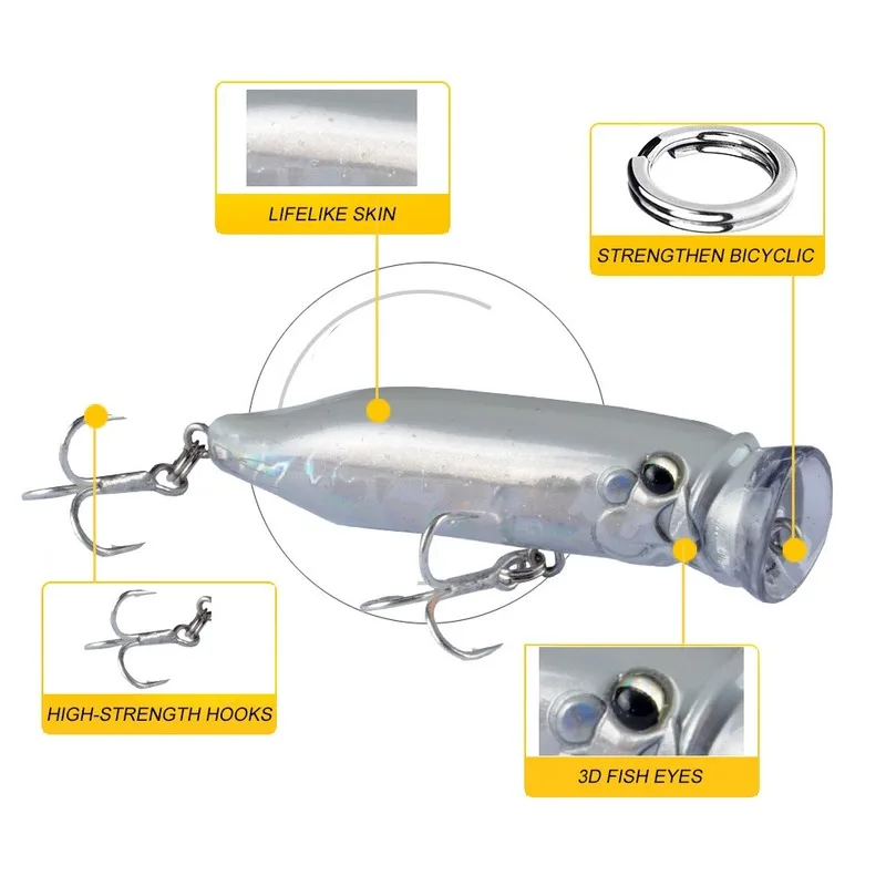 Popper: señuelo de pesca artificial - isca ligera, 9,4 g versátil - imagen 2