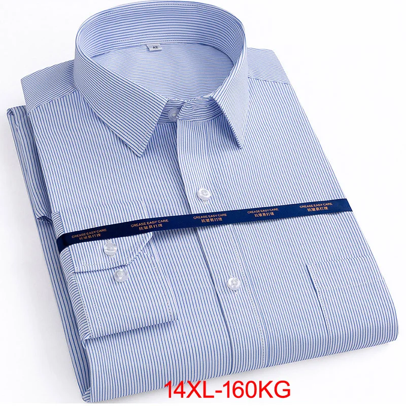 

High Qualit Summer men plus size office shirt cotton 8XL 10XL 7XL 12XL 14XL oversize shirt pockets formal shirt blue black 56 58