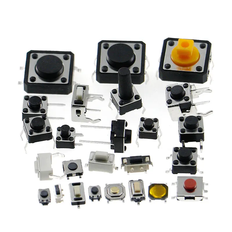 250PCS/Box Micro Switch Assorted Push Button Tact Switches Reset 25Types Mini Leaf Switch SMD DIP 2*4 3*6 4*4 6*6 Diy Kit